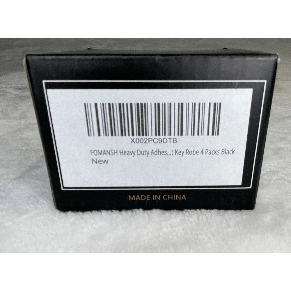 Fomansh Heavy Duty Adhesive Hooks Black Stainless Steel 4 Pack Stick on Wall
